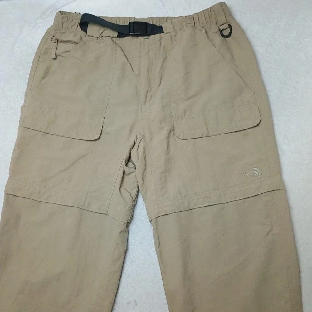 North Face Pants Mens Large Beige Cargo Nylon Convertible Outdoor Hiking Fishing